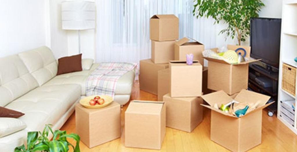 boxes at the living room