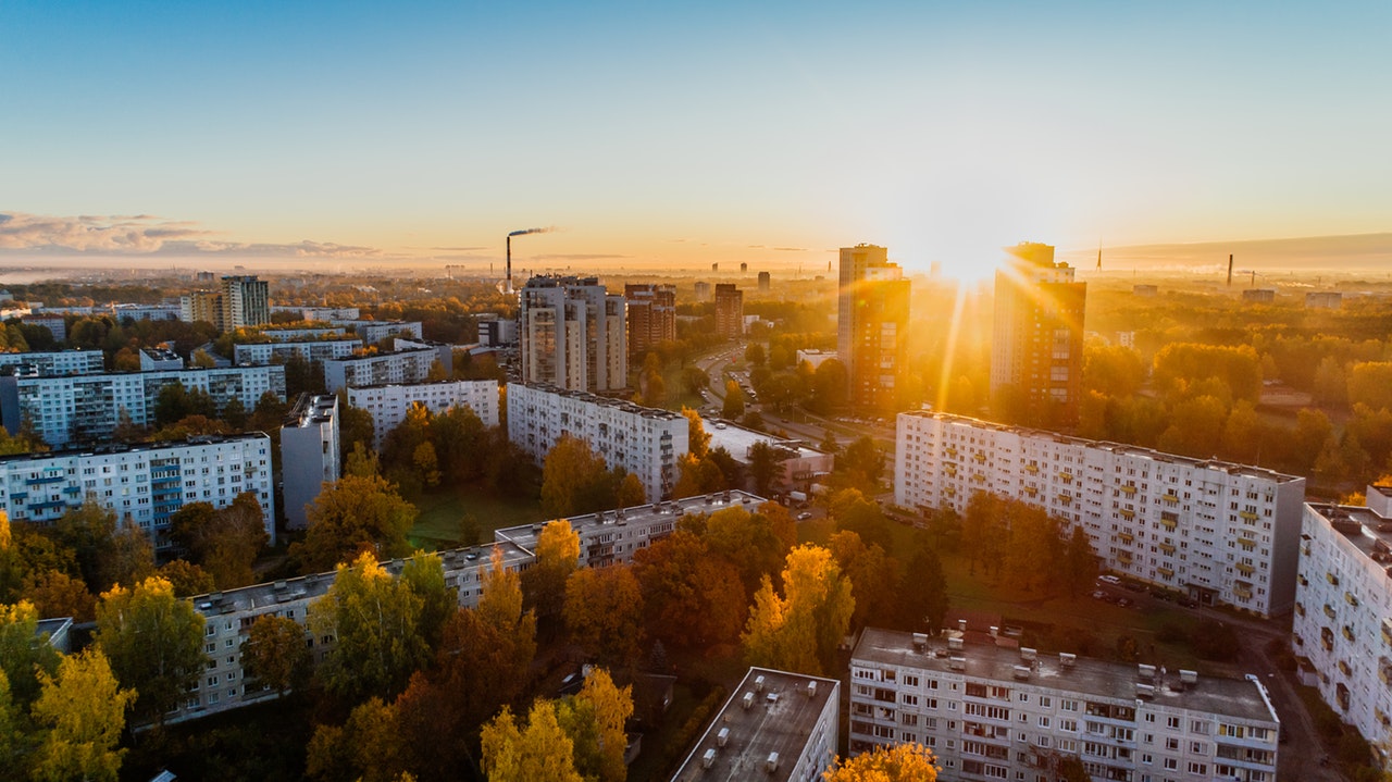 aerial view of buildings